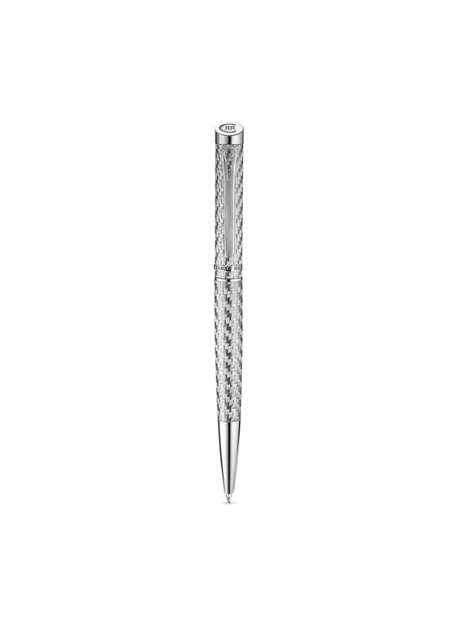 CERRUTI 1881 Teodoro Grey Silver Twist Ballpoint Pen for Men, Blue Ink